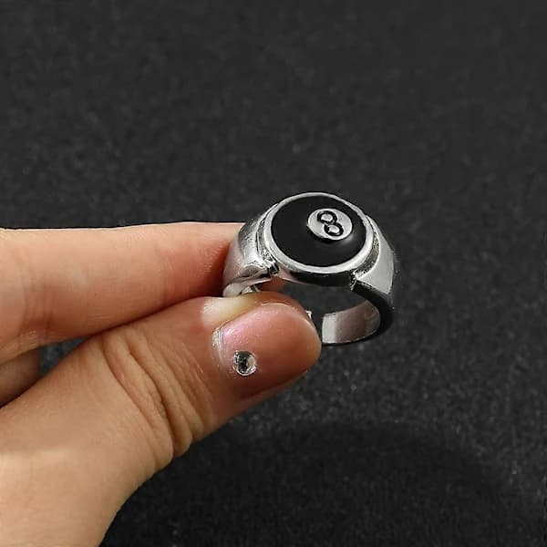 Billardkugle Ring Sølvbelagt Retro Charm Billardringe Fingersmykker