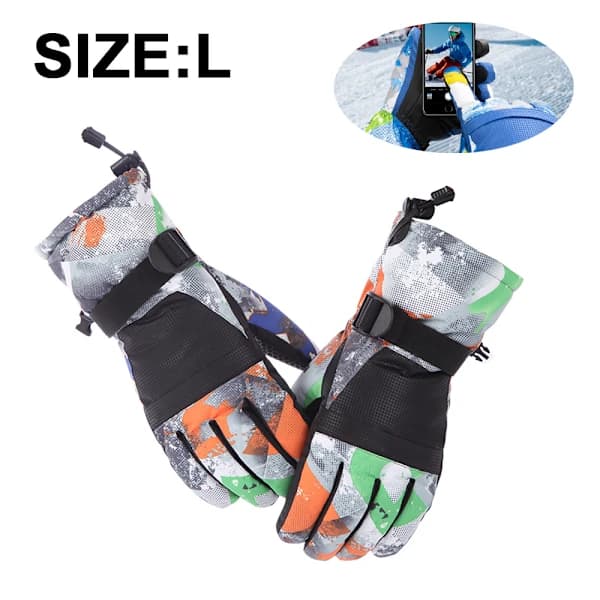 Skihandsker Snowboardhandsker, Vandtætte Varme Vinterhandsker, Kuldebestandige Touchscreen-handsker Sort L