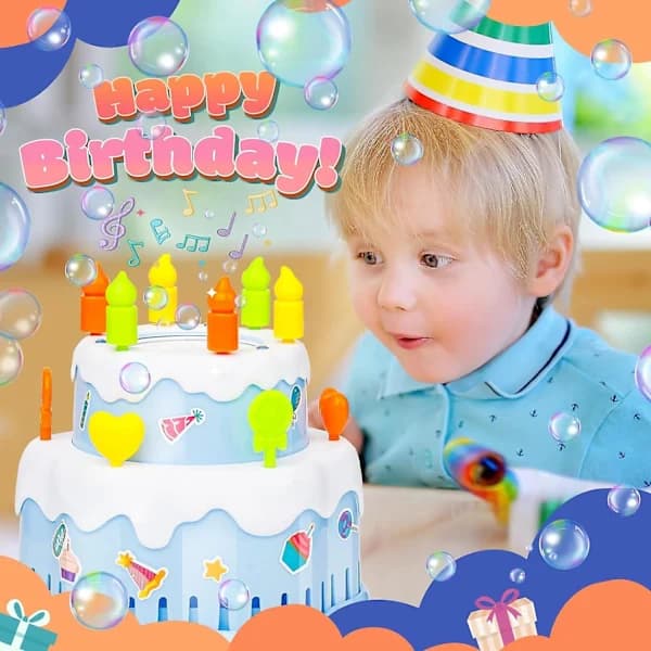 HA~Cake Shape Bubble Machine for Kids - Automatic Bubble Blower Maker with Solution, Toy Gift for Little Boys and Girls