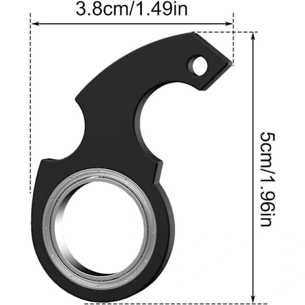 Avaimenperä Spinner Fidget -sormuslelu, avainspinneri, pyörivä avaimenperä, Fidget-avaimenperä, sensoriset lelut musta