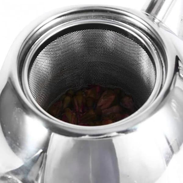 2l Rustfritt Stål Tekanne Med Te Sil Tekanne Med Te Infuser Te-sett Tekanne Infuser Sølv