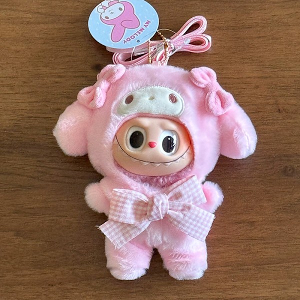 [HH] Søt Mini Labubu Dukke Jumpsuit Kt Klær Crossbody Veske Vinyl Labubu Antrekk Bomulls Dukke Kjole Hatt Tilbehør Leke Ikke Ha Dukke 4
