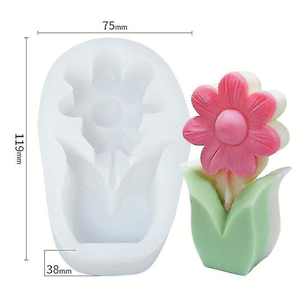 Geometrisk blomsterserie stearinlys silikoneform DIY tulipan aromatisk stearinlys