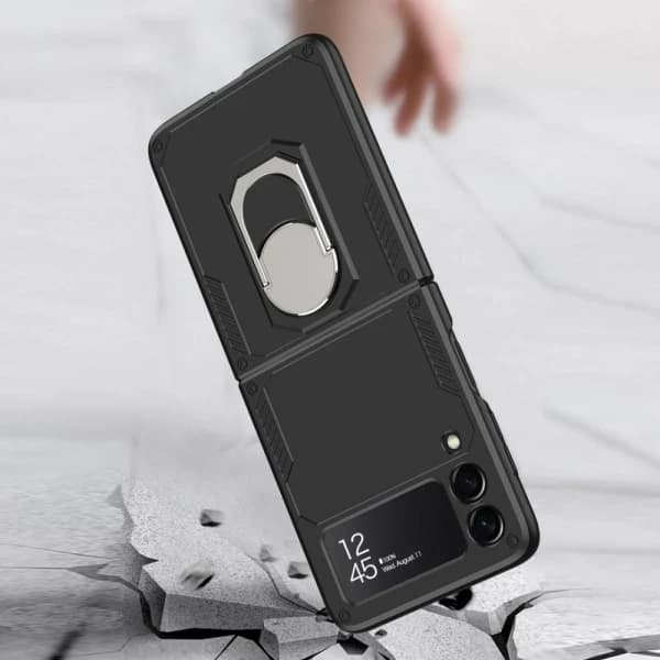 GKK Armor Samsung Galaxy Z Flip 3 Etui med Finger Ring - Sort Sort