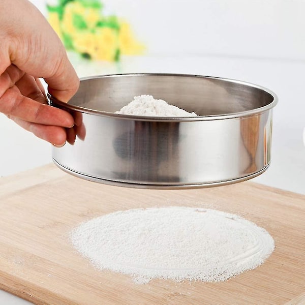 Piao rustfrit stål mel sigte, fint mesh mel sigte til bagning mel sigter kage bagning runde premium rustfrit køkkenredskaber