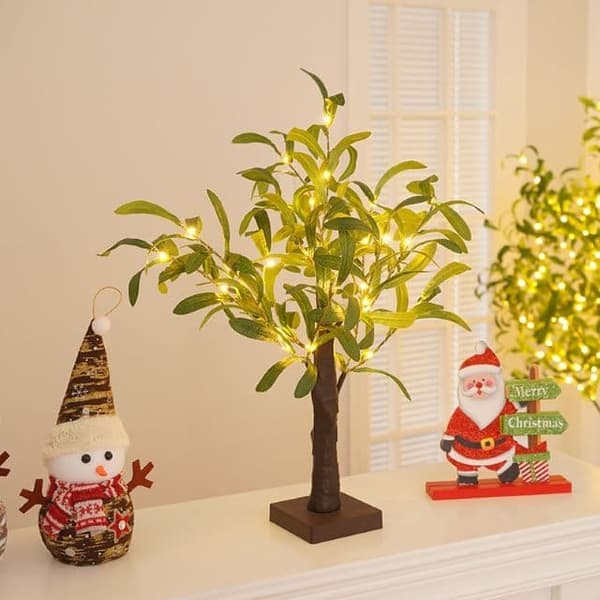 Liten LED-lystre i olivengrenstil - Jul-/Thanksgiving-/Innendørsdekorasjon