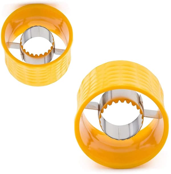 Manuel majsskrællerværktøj, 304 rustfrit stål kernefjerner, 2-delt sæt til hjemmekokke, gul