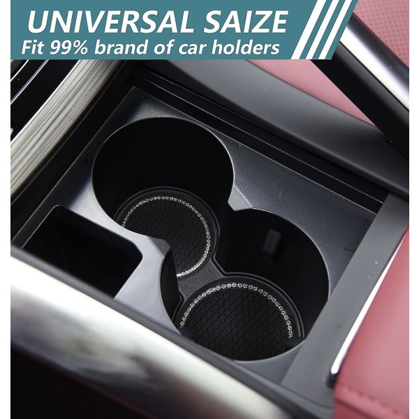 Auton mukitelineen alusta 4 kpl, liukumattomat 2,75 tuuman yleismukitelineet autoon, silikoninen auton alusta mukitelineisiin, Bling-auton lisävarusteet