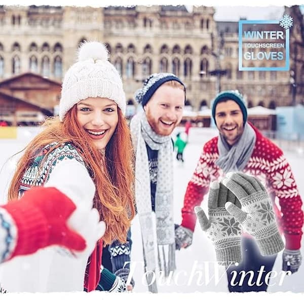 HA~Vinter Touchscreen-hansker Snøblomstmønster Holder Varmt for Kvinner