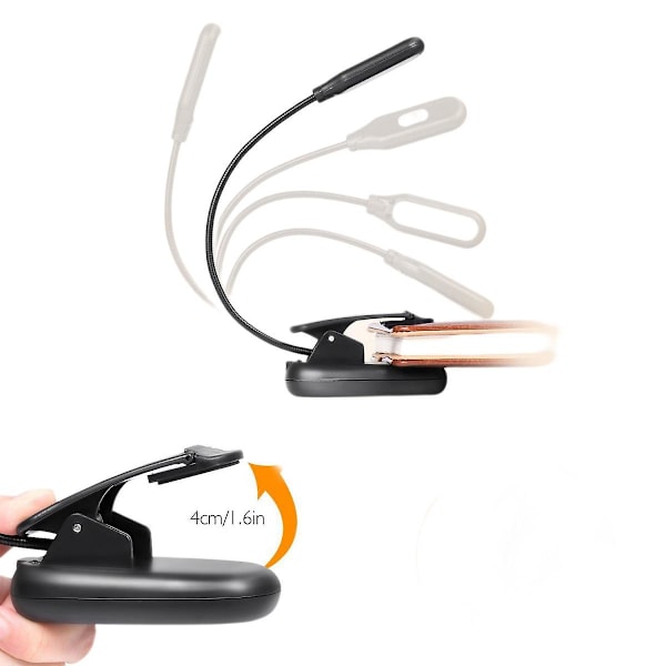 Boglampe, Led Usb Genopladelig Læselampe Med 3-niveau