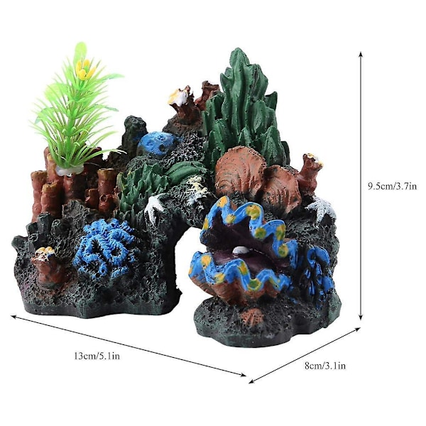 Färgglad konstgjord hartskorallgrotta dekor för marina fisktankar akvarium prydnad berg