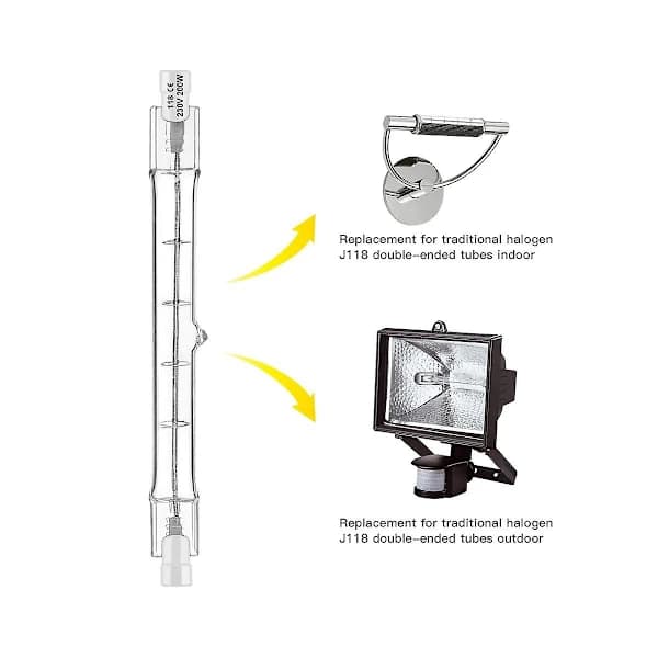 R7s Halogenlampe 118mm 200W 230V Halogenstav R7s Halogenlampe R7s Dimbar Halogenstavlampe L