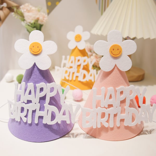 Baby Child Princess Birthday Hat, Daisy-tema, Rosa