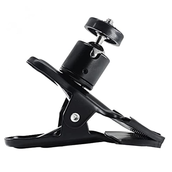 Tripod-kameraklämma klämfäste blixtreflektorhållare montering med skruvgrad vridbar för studiobakgrund kamera SLR,（svart）