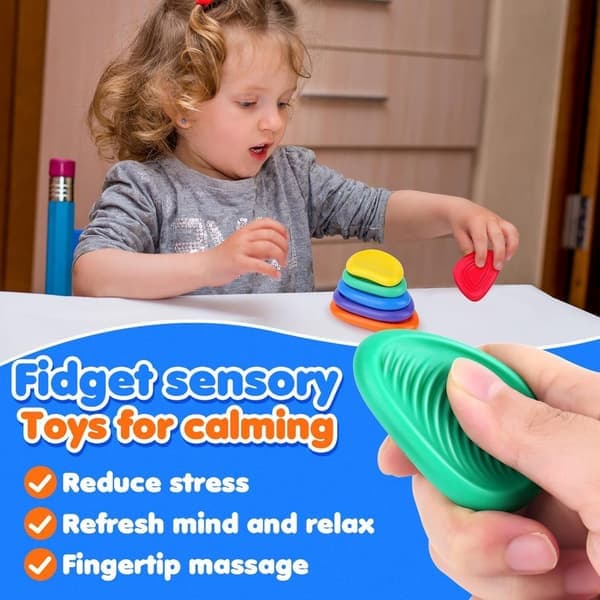 Fidgetlegetøj Sensoriske sten til børn: 6-pak teksturerede bløde orostene til autisme og børn