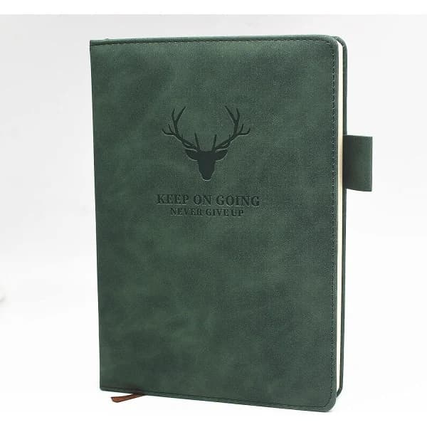 A5-notesbog - Executive-notesbog med hårdt omslag og tykt kvalitetspapir, college-inddelt notesbog, 21 x 14,7 cm, 360 sider (Grøn...