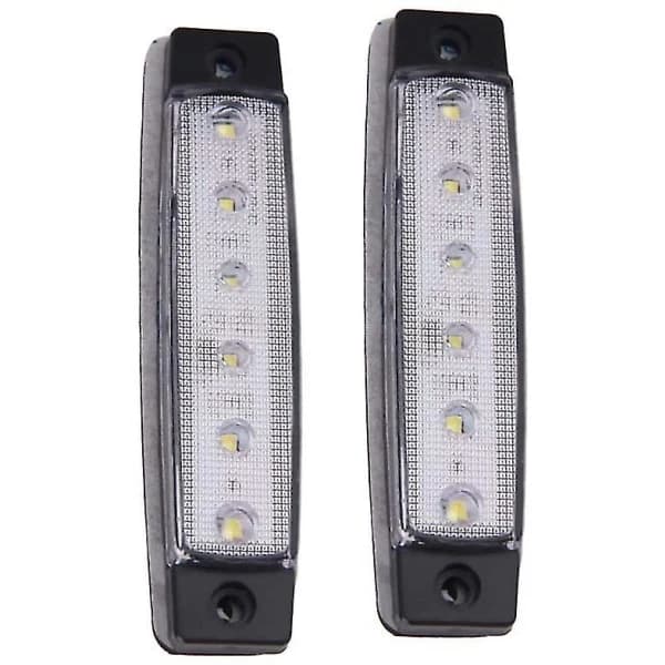 12V 6 LED posisjonslys for tilhenger, baklys, sidemarkeringslys, blinklys, instrumentbelysning (hvit)