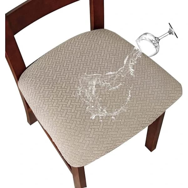 HA-Stoltrekk jacquard elastiske avtakbare vanntette vaskbare sandfarge spisestue 4 stykker
