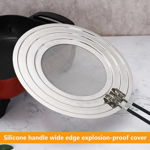 Stegepande Stænkskærm, Fedtskærm i Rustfrit Stål Med Foldbart Varmebestandigt Håndtag, Til Wok og Stegepander, 30 cm