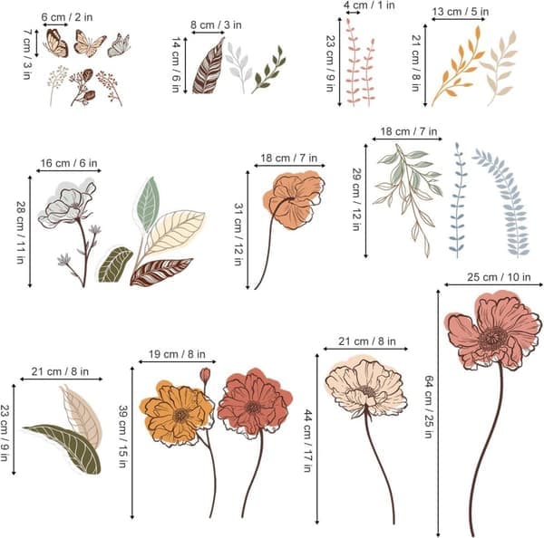 Väggdekor - Blommor Väggdekal - för Vardagsrum Sovrum TV-Vägg