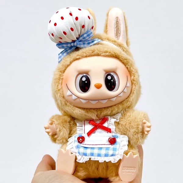 [HH] 17cm V1 V2 Labubu Emaljointi Macaron Sokkolaatikko Nukke Ripustusvaatteet Labubu Vaihto White