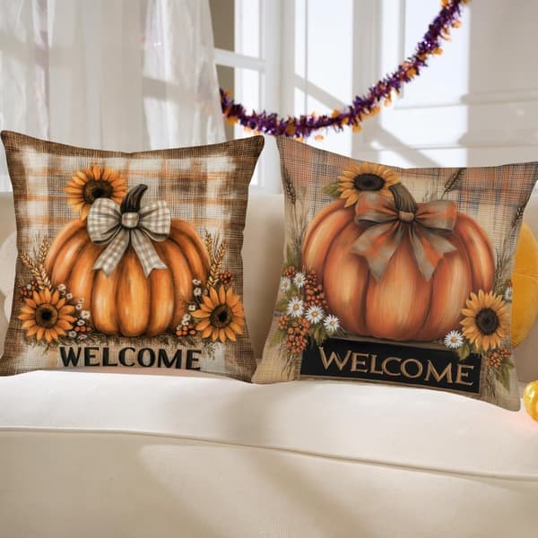 Välkommen Höstpumpa Thanksgiving Pudebetræk 45x45 cm - Sofa Sofasæt med 4