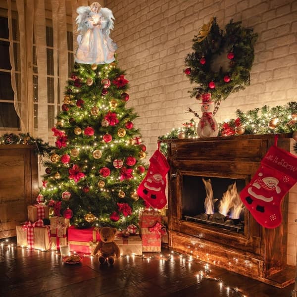 Juletreengel med LED – Juletrepynt / Vakker engelpynt til juletreet, julepynt til julen