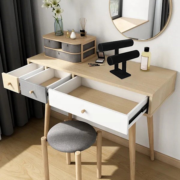 2-etasjes armbånd armbånd displayholder T-bar stativ svart