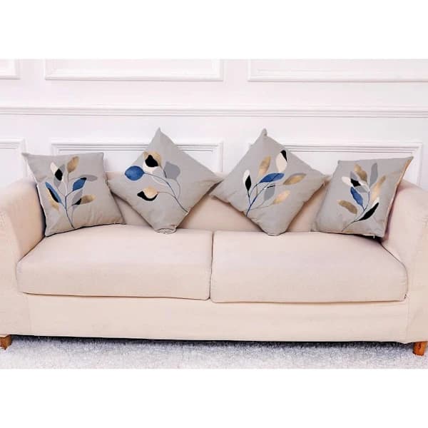 Bladpudebetræk 45 cm x 45 cm Sæt med 4 Grå Dekorative Pudebetræk 18x18 tommer Bløde Polyester Firkantede Pudebetræk