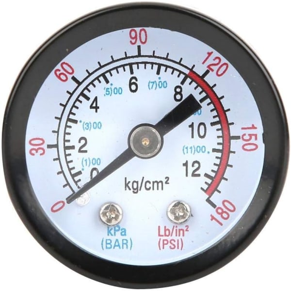 Luftkompressortryckmätare, tryckluftstrycksmätare 0~180 PSI, 0~12 Bar, 52 mm Diameter Tryckmätare för Screw Co