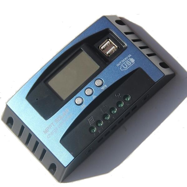 Solcellsladdningsregulator 12/24V-30A, 36/48/60V-100A Solpanel Laddningsregulator Fotovoltaisk Panel med LCD-display LED Gatubelysning