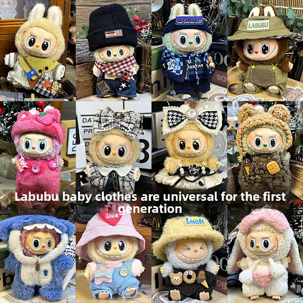 [HH]Labubu Kläddesigner Kompatibel med Labubu, Kläder för Labubu Dockor, Labubu Outfits, Söta Labubu Kläder & Tillbehör Set Yellow