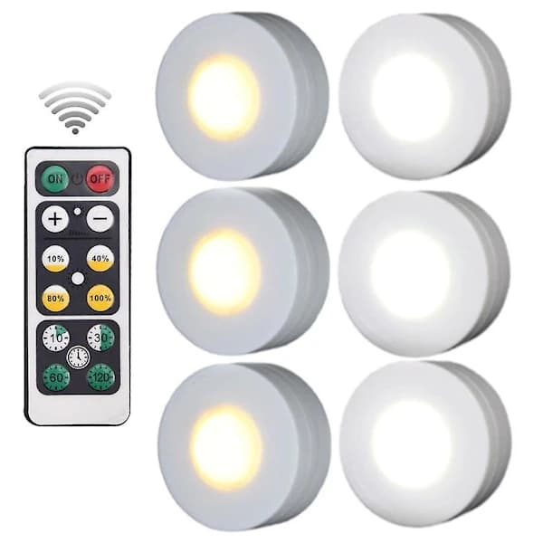 Trådløs dimbar underskapslys berøringssensor LED nattlamper batteridrevet fjernkontroll lamper hagedekorasjon Hvit