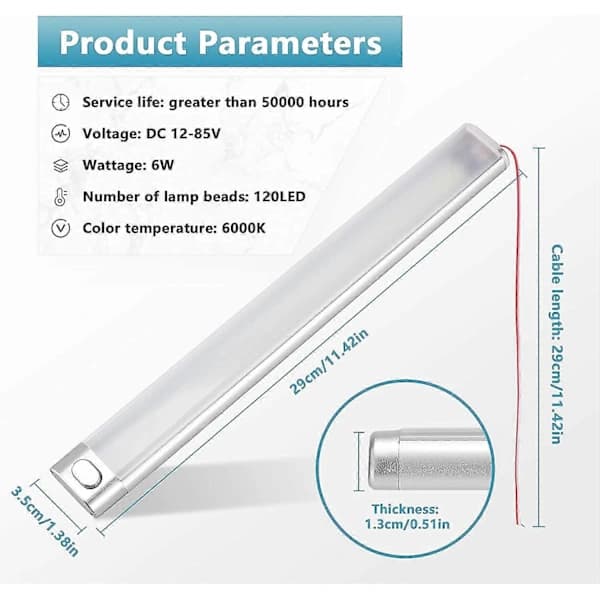 12V LED Interiörljusramp Bilbelysning 120 LED Med Strömbrytare För Skåpbil Camping Lastbil Båt 2-pack