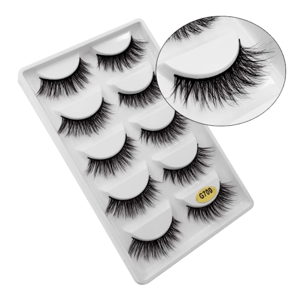 /HH/ 5-pack lösögonfransar - 3D faux mink - G700 Svart