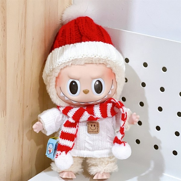 [HH]Labubu V1 Dockkläder 17cm Tumlar Hoodie Outfit Kostym Blind Box Popmart ToNot Original Gray rabbit 4-piece set