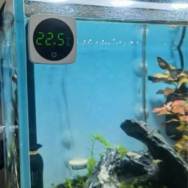 Digital Aquarium Termometer - LED Aquarium Temperaturmätare Pekskärm - Exakt vattentemperatursensor för Terrarium Reptil Amphib