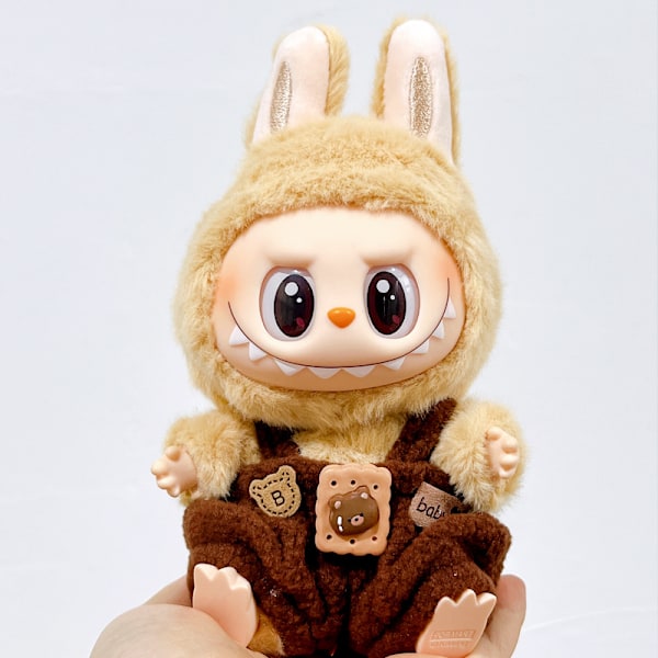 [HH]Labubu V1 Dockkläder 17cm Tumlar Hoodie Outfit Kostym Blind Box Popmart ToNot Original Cookie bear overalls