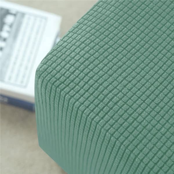 Firkantet pufftrekk, elastisk jacquardpolyester og spandex, elastisk kant, maskinvaskbart, for stuer, beige, liten