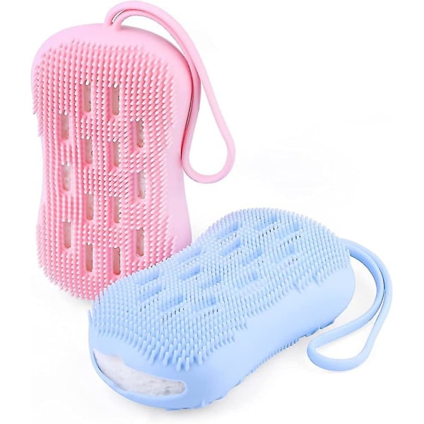 Soft Silicone Body Brush Set, Double Sided Bath Body Scrubber Exfoliating Bath