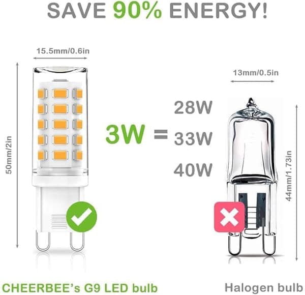 G9 LED-lamper 3W, 3000K Varmhvit, Erstatter 28W-40W Halogen