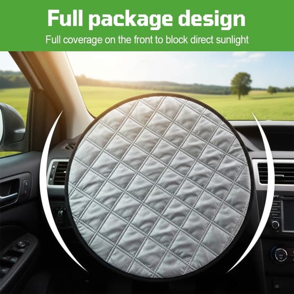 Bilstyrratt solskydd, reflekterande polyester värmeisolering, universell passform för parkerade bilar, silverrutnät, 43 cm