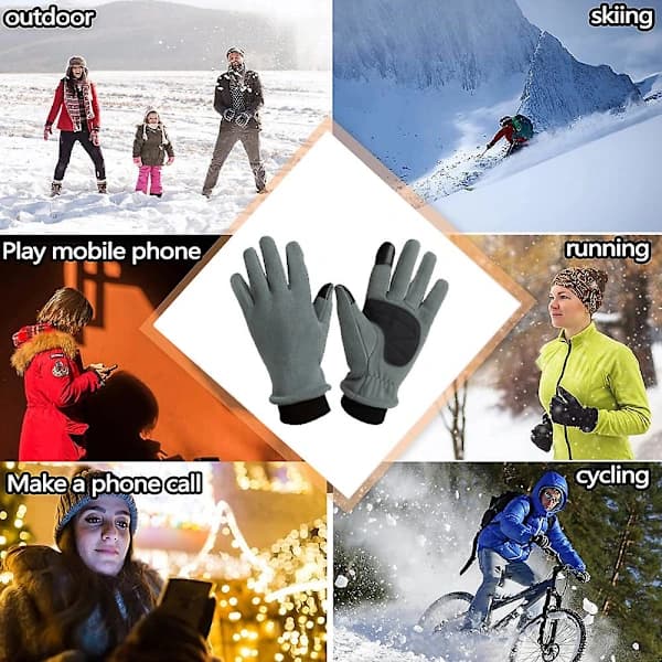 Fleece Termiske Handsker Efterår Og Vinter Udendørs Herre Og Dame Termiske Handsker Touchscreen Handsker XS