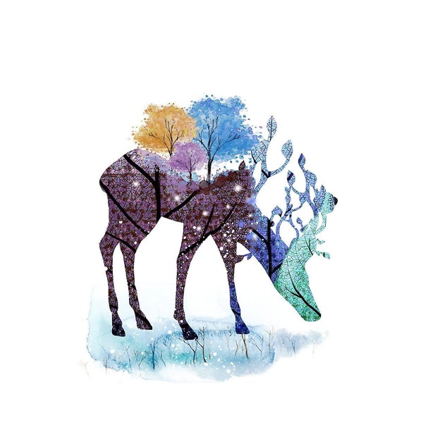 Wekity Fortune Deer Väggkonst Canvas Tryck Affisch, Enkelt Mode Handritad Vattenfärg Konst Dekor för Hem Vardagsrum Sovrum Kontor och Barnrum