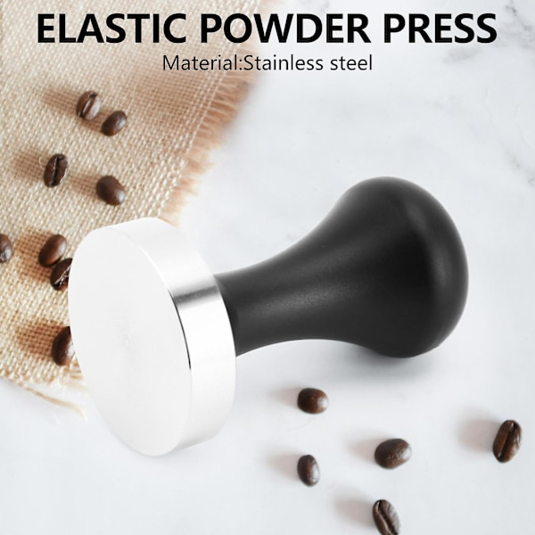 Kahvitamperisarja (51 mm), espressoleimasin litteällä ruostumattomasta teräksestä valmistetulla pohjalla, espressokäsikäyttöinen kahvitamper