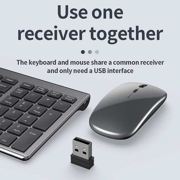 Slank, oppladbar spansk/hebraisk Bluetooth-tastatur og mus-sett for bærbar PC 2.4G USB trådløst tastatur og mus-kombo koreansk