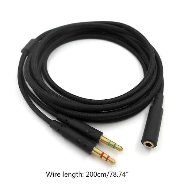 Erstatning 3,5 mm 2 i 1 Gaming Headset Lydforlengelseskabel For HyperX Cloud II/for Alpha/Cloud Flight Hodetelefoner For Comp