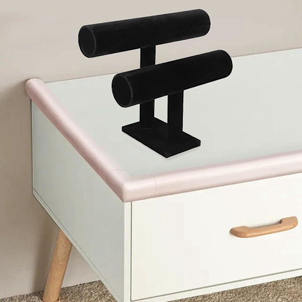 2-etasjes armbånd armbånd displayholder T-bar stativ svart