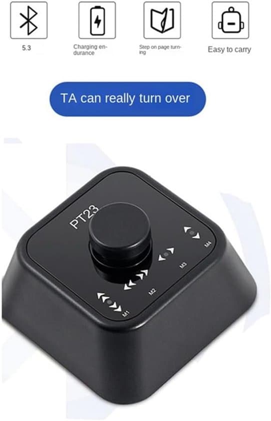Bluetooth sidevender fotpedal, USB-C oppladbar, 4 sidevendingsmoduser for noter, e-bøker og presentasjoner, svart
