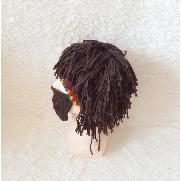HA~Rolig Perukmössa Hög Elasticitet Håller Varm Stickad Mössa Med Dreadlocks För Jul Halloween brun